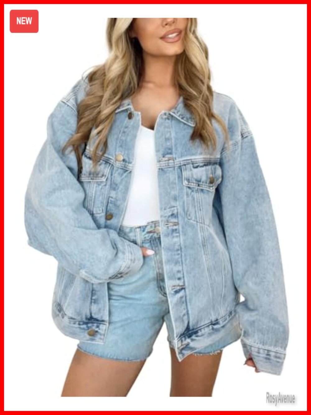 Oversized Long Denim Jacket Women Trucker Shacket Button Down Fall Coat